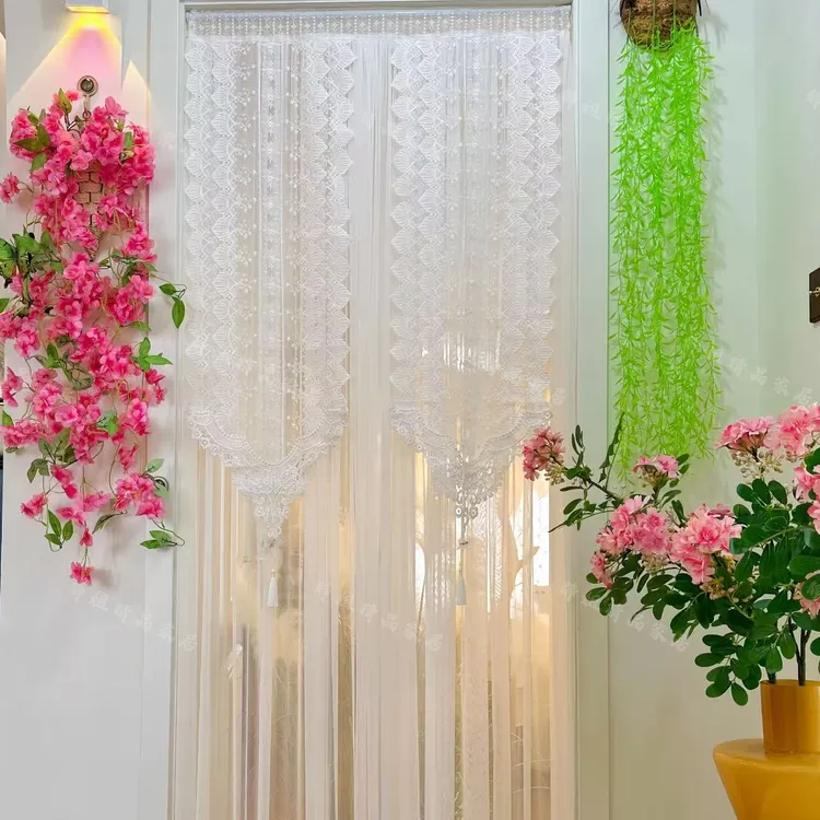 轻奢法式门帘刺绣隔断帘高级感免打孔隔断帘子