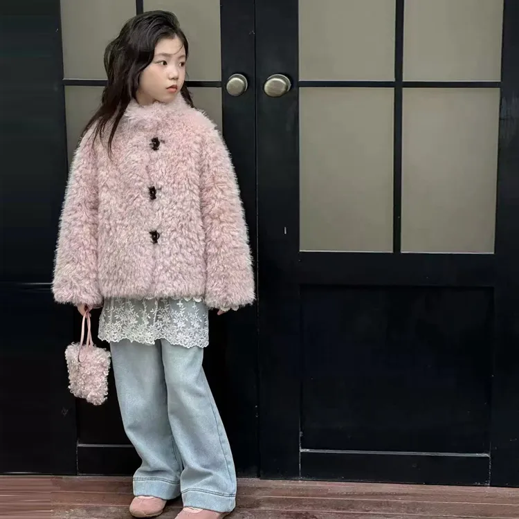 女童加厚外套秋冬装2025新款洋气时髦女孩高级感加绒皮毛一体上衣