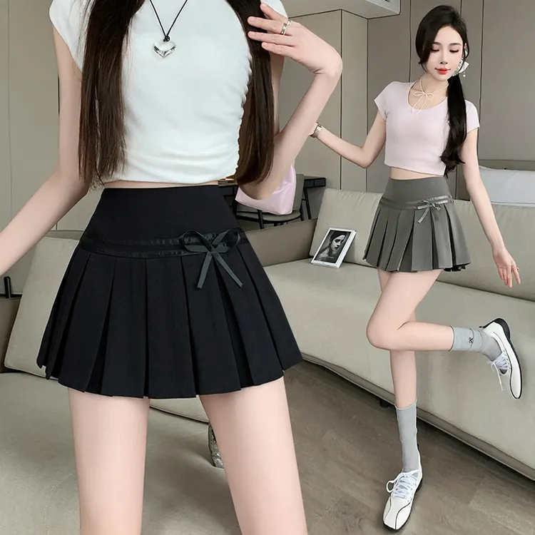 La Chapelle/拉夏贝尔学院风织带百褶裙女春夏款防走光半身裙短裙