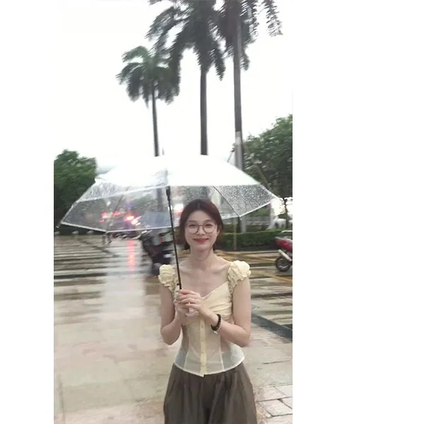 法式扭结衬衫女夏短款收腰显瘦小衫小飞袖上衣宽松休闲直通裤套装商品图