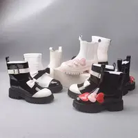 保暖简约马丁靴平跟女靴加绒高跟圆头厚底潮流中跟8006
