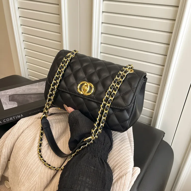 今年流行新款小香风女士单肩包高级感菱格链条包时尚百搭通勤包女