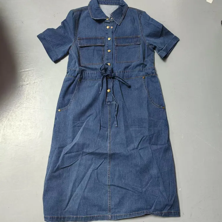 【南油玲姐】蓝色短袖连衣裙90322