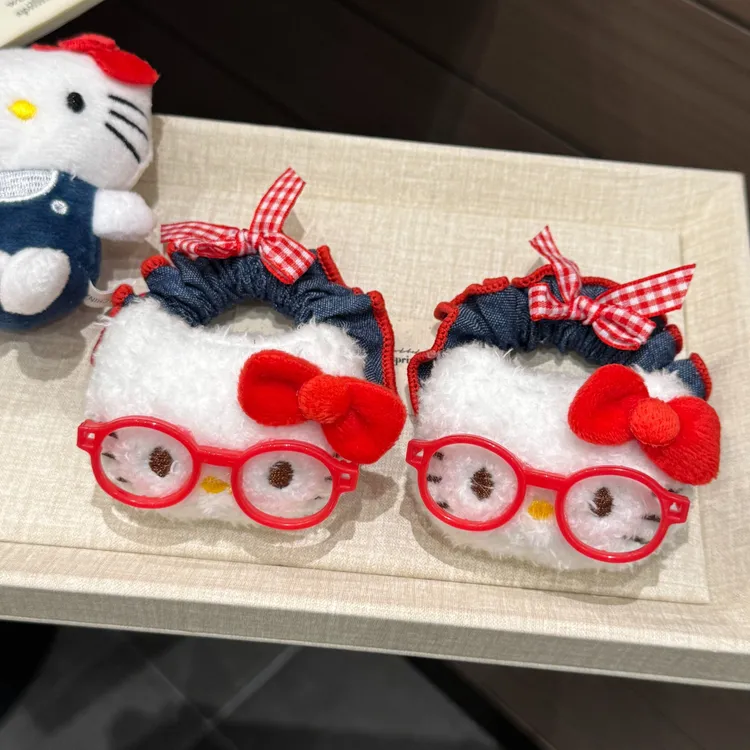 可爱古早眼镜Kitty猫牛仔发圈少女简约感扎马尾高弹力发绳皮筋