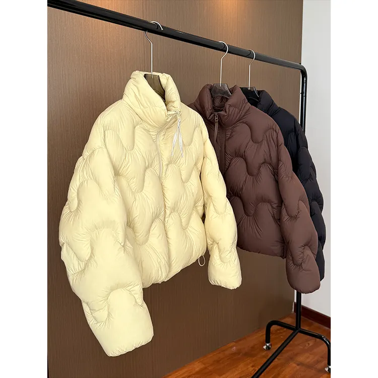 咖色短款波浪羽绒服女2025年冬季新款小个子加厚白鸭绒面包服外套
