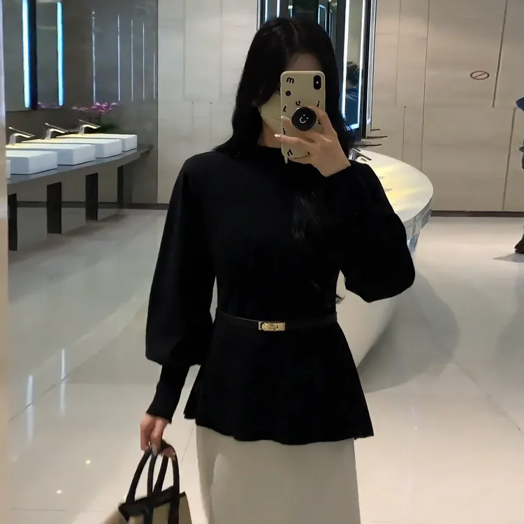 9312大码胖mm秋冬加厚毛衣女韩系慵懒风半高领针织衫显瘦气质上衣