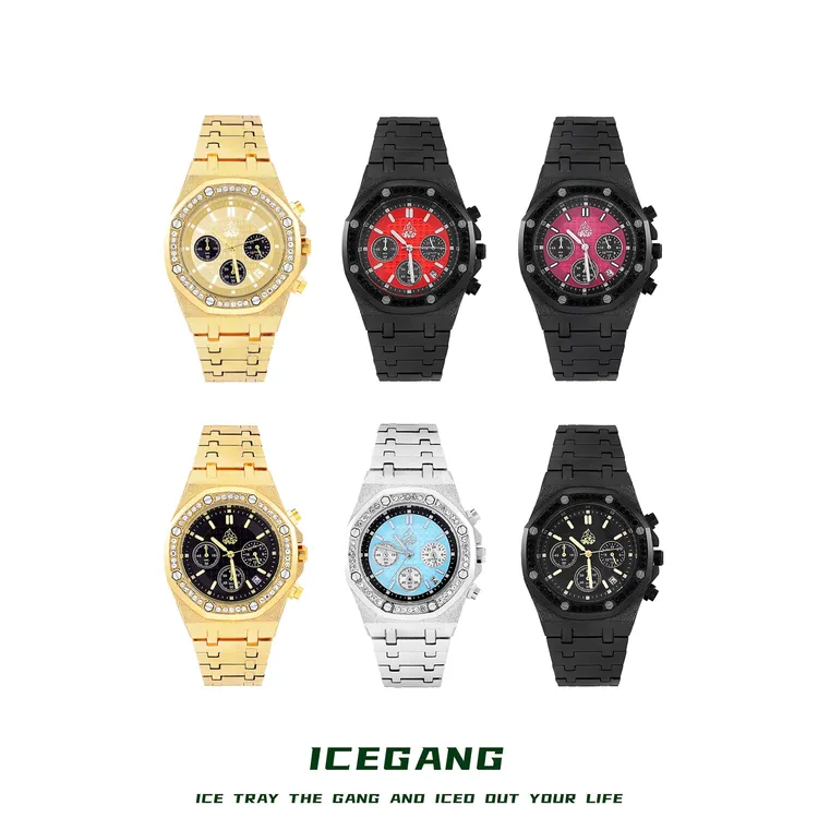 ICEGANG磨砂霜金华夫格三眼系列手表潮流腕表老钱新贵风石英表