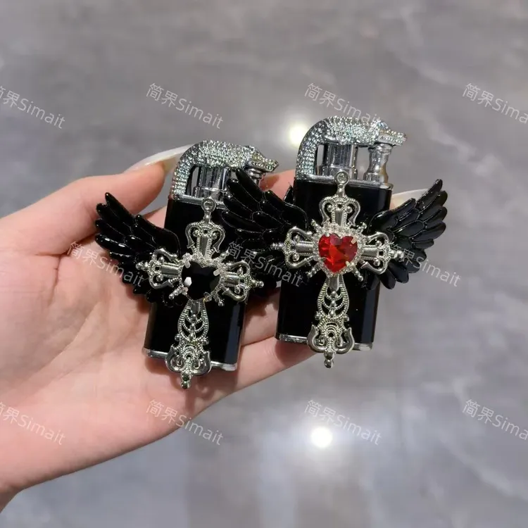 【简界】 精致哥特y2k风格双火焰明火打火机适合送闺蜜的高级礼物