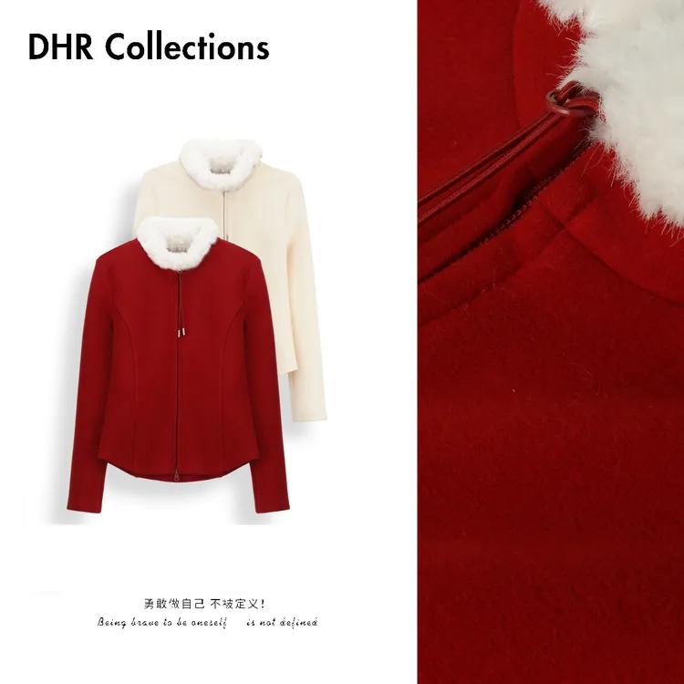 豆豆DD【卷卷毛领外套】冬季新款双面绒加绒加厚保暖上衣-612025DM