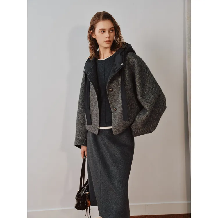 senkni/圣可尼SENKNI/王琳同款圣可尼绵羊毛短高冷酷飒女装