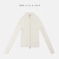 LA极简 白色坑条 立领 毛衣外套26757