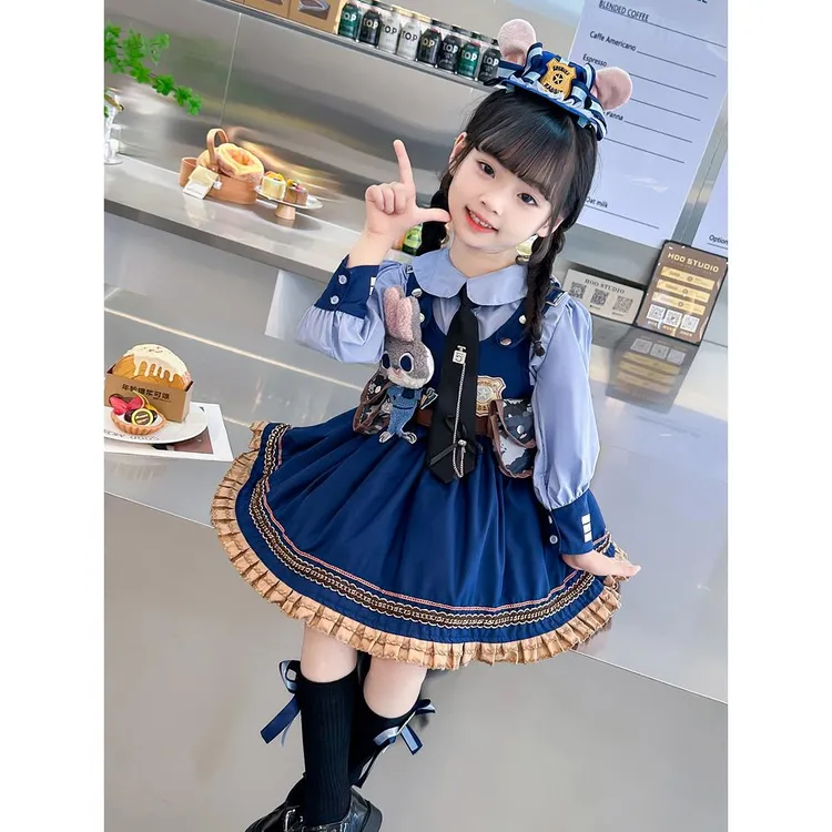 兔子警官衣服儿童朱迪套装女童春秋连衣裙加绒女孩洛丽塔公主裙子