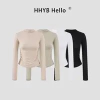 HHYB Hello简约百搭针织打底衫内搭长袖T恤修身显瘦上衣女250943