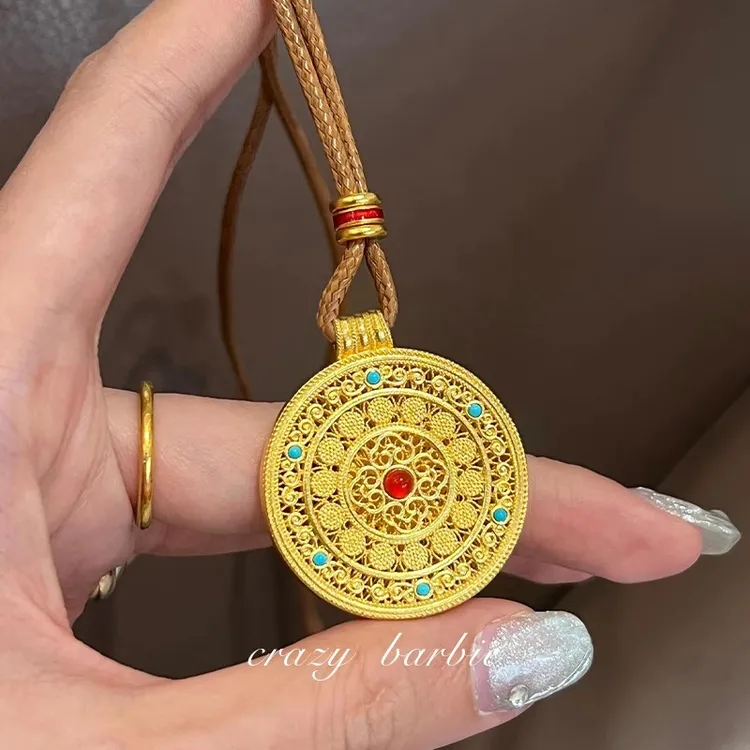 铜合金项链 韦雪同款藏式风项链八宝罗盘精致设计配饰女春夏新款