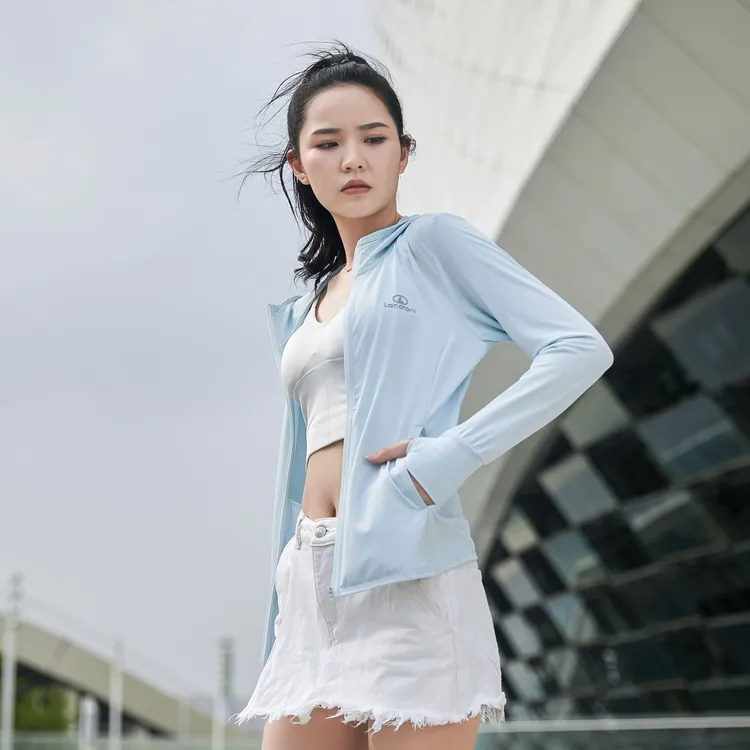 夏季情侣薄款冰丝皮肤衣男女户外运动防紫外线长袖弹力防晒衣