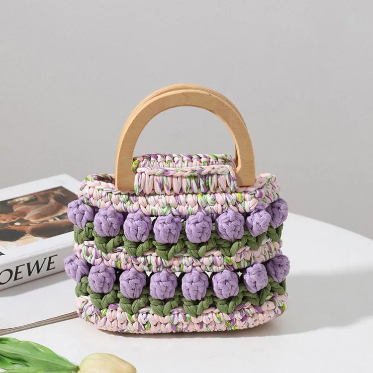 手工编织郁金香包包diy自制手提包生日礼物送女友钩织制作材料包