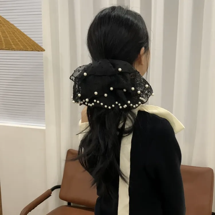 梦中婚礼*甜美风复古宫廷原创设计发绳发圈时尚重工白色法式A127