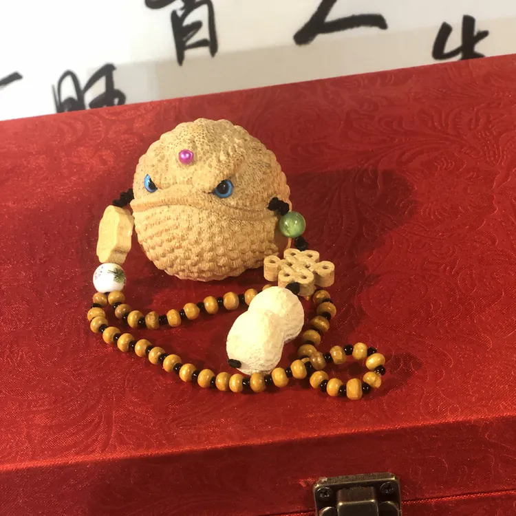 实心竹金蟾雕刻文玩手把件解压圆润摆件招财三足精工