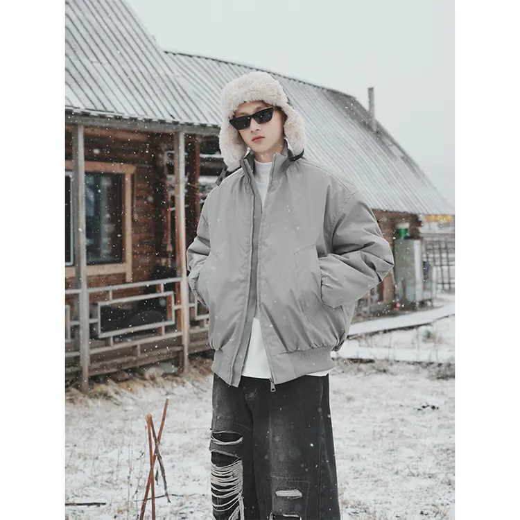 2025美式立领短款外套cleanfit棒球服飞行员夹棉夹克宽松情侣上衣