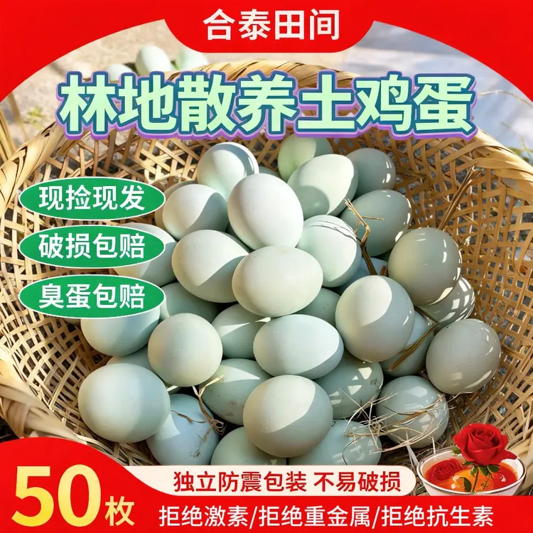 农家散养绿壳乌鸡蛋土鸡蛋每日当天现捡现发纯五谷喂养50枚
