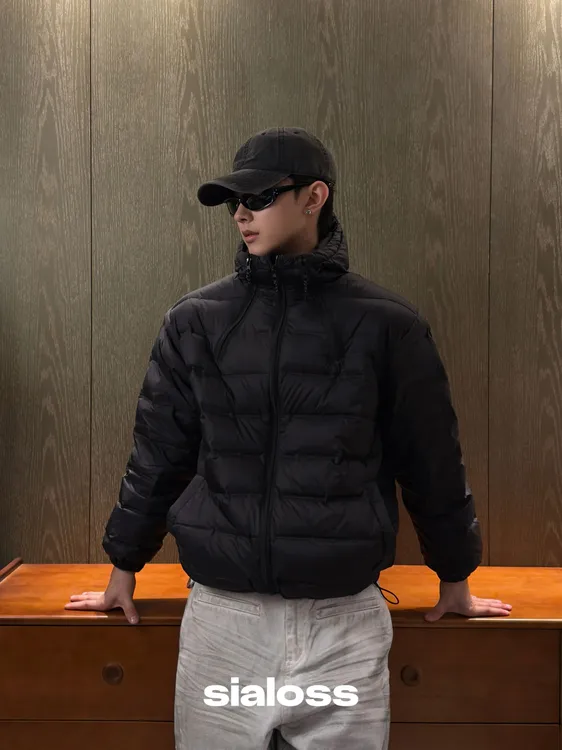 Sialoss冬季排骨连帽羽绒服男90白鸭绒轻量化保暖宽松休闲外套