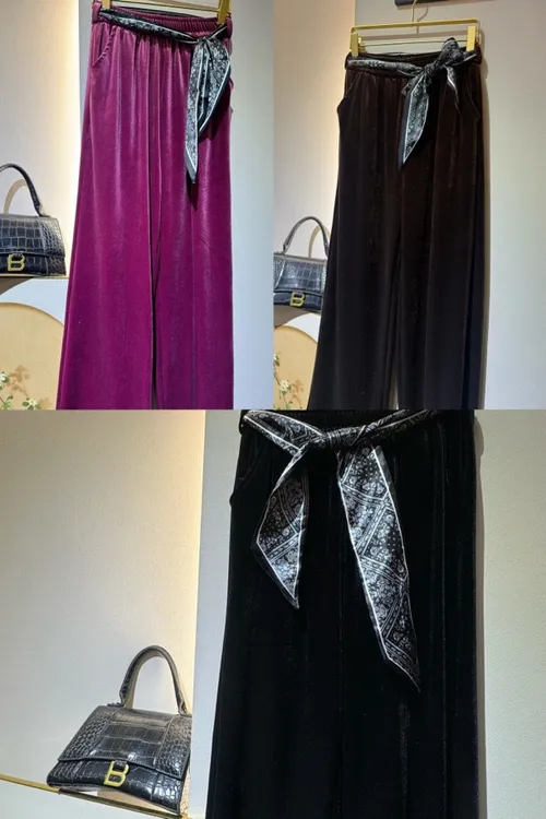 金丝绒阔腿裤女2025秋冬韩系慵懒风垂坠感宽松直筒拖地丝绒裤子女