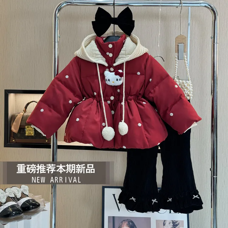 女童冬装2025新款棉服外套小女孩洋气时尚加厚棉衣儿童气质两件套