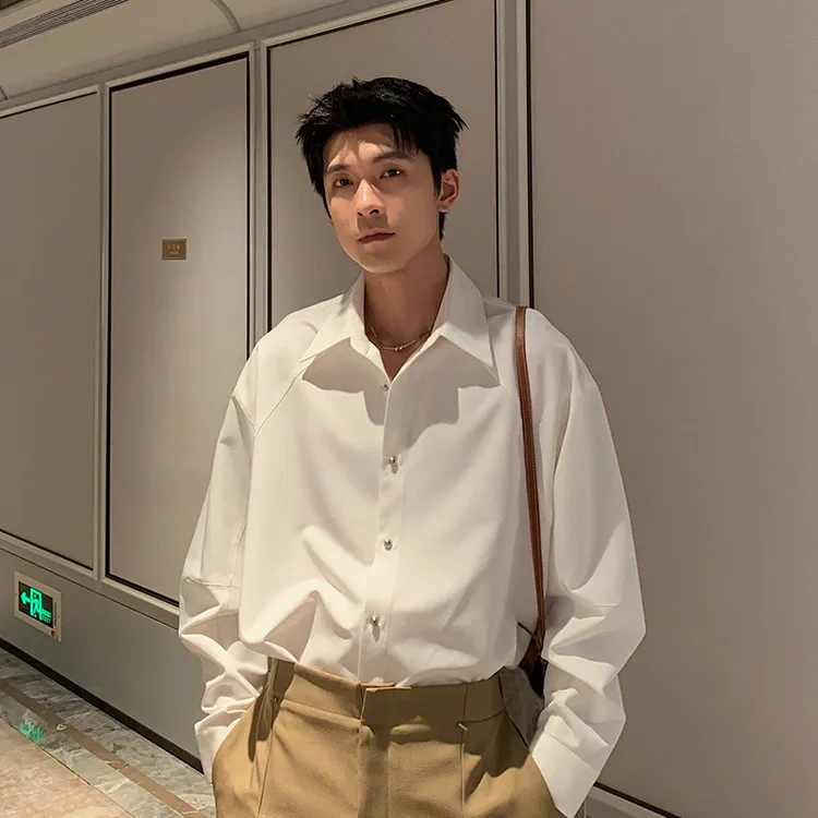 一轩轩轩【几寸青荷】春季设计感老钱风clanfit衬衫男长袖衬衣25610