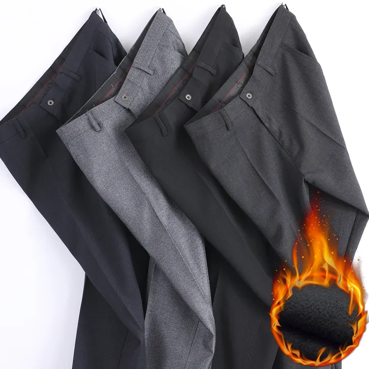 秋冬款爸爸裤子加绒加厚中老年人男裤爷爷休闲裤秋季中年男士西裤