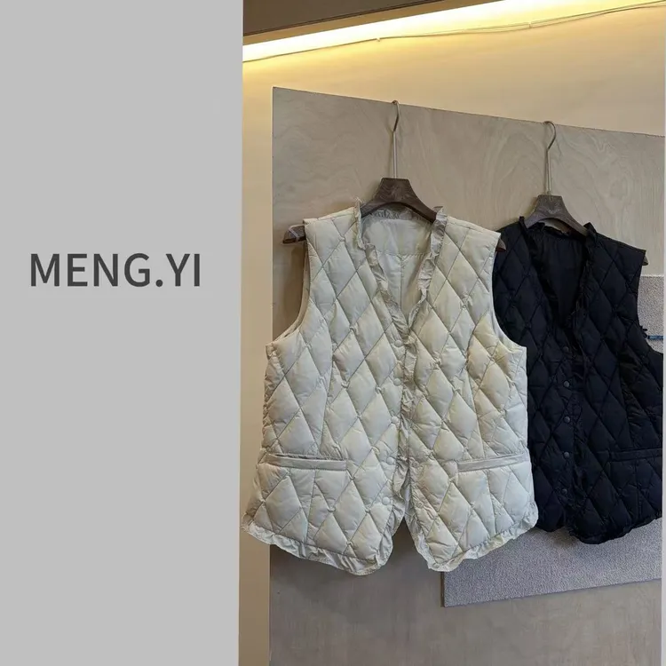 MENG.YI花边新国标90白鸭绒羽绒背心5463