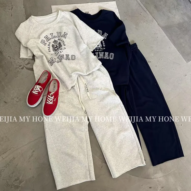 【WJ】春款 32029 俩色抽绳宽松设计休闲运动套装（2-6）