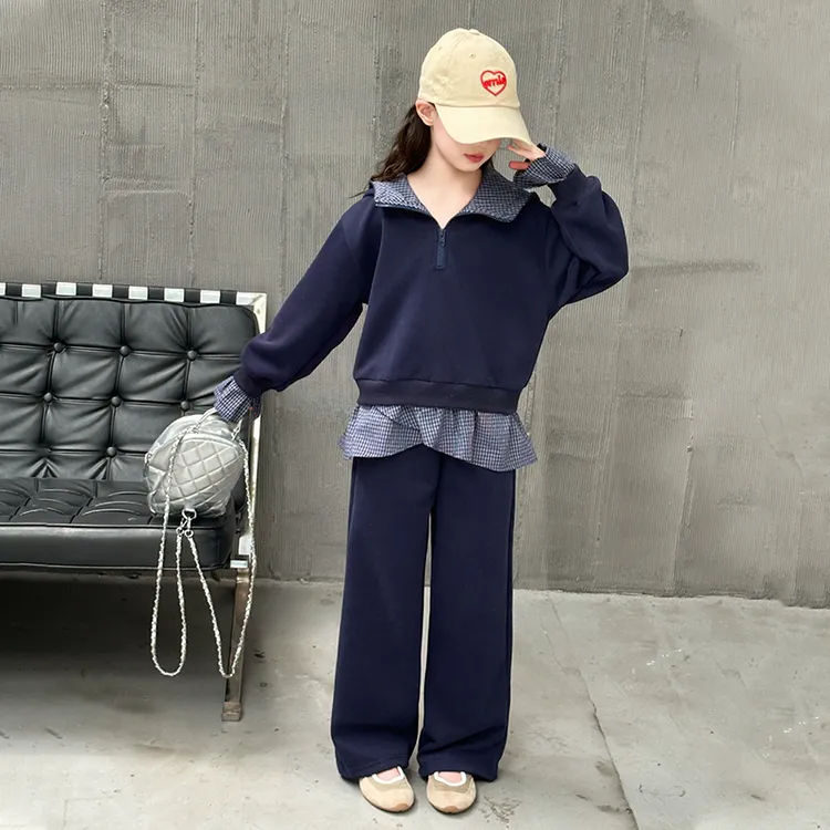 女童套装秋装2025新款儿童秋季洋气两件套女孩卫衣屁帘卫裤两件套