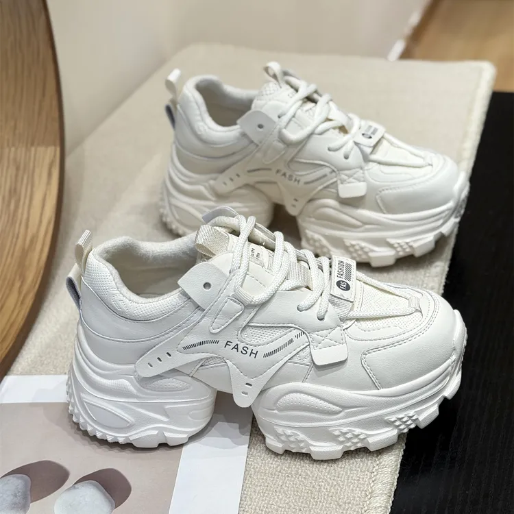 真皮显瘦加绒松糕甜酷老爹鞋女2025新款冬洋气厚底个性增高运动鞋