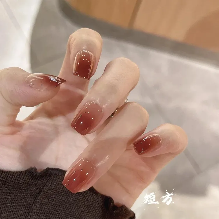 酒渍番茄-壹心纯手工穿戴甲 可拆卸假指甲贴 10片装