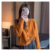 法式气质软糯开衫毛衣女冬季加厚大码微胖mm宽松显瘦针织外套上衣