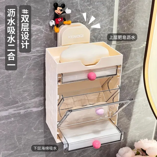源头工厂吸盘免打孔肥皂盒家用防尘可沥水卫生间浴室墙上多层香皂
