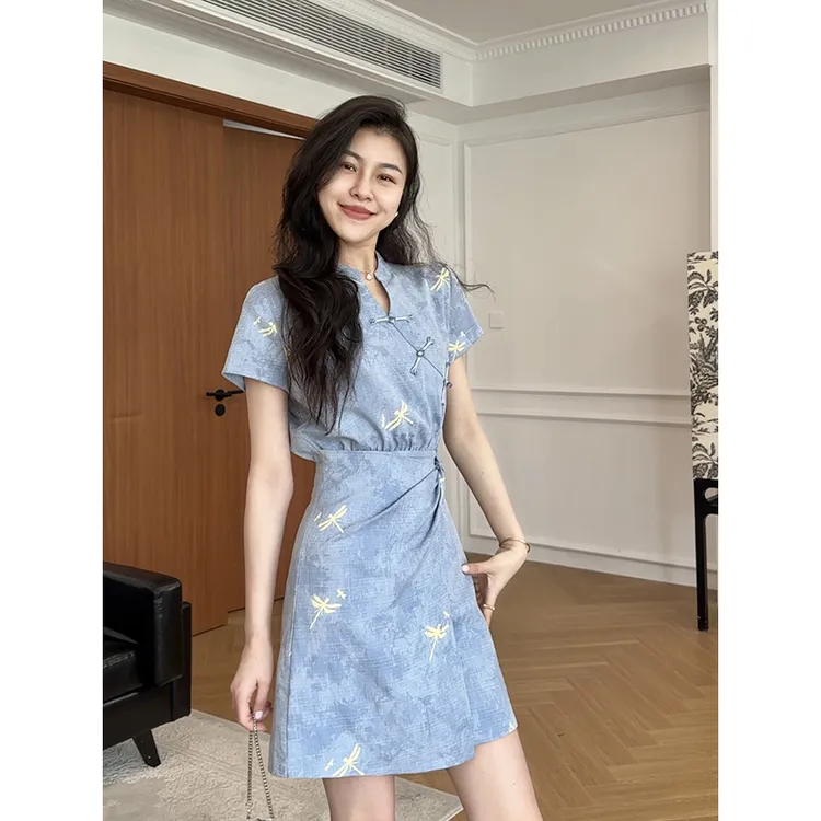 张阿星【蓝梦裳】新中式国风气质显白淡雅收腰显瘦连衣裙W425Q08568