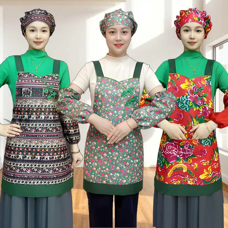 【30233】小个子专用围裙短款防污耐脏厨房家用上班工作盘扣围腰