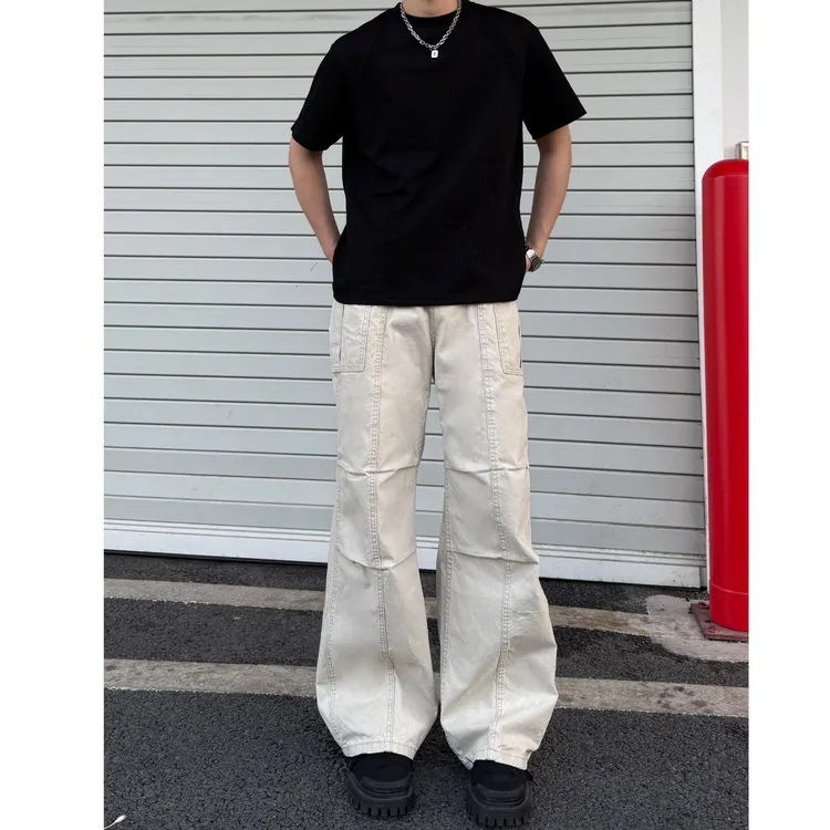 多口袋男裤子工装裤直筒微喇穿搭宽松显瘦水洗休闲裤女情侣潮牌