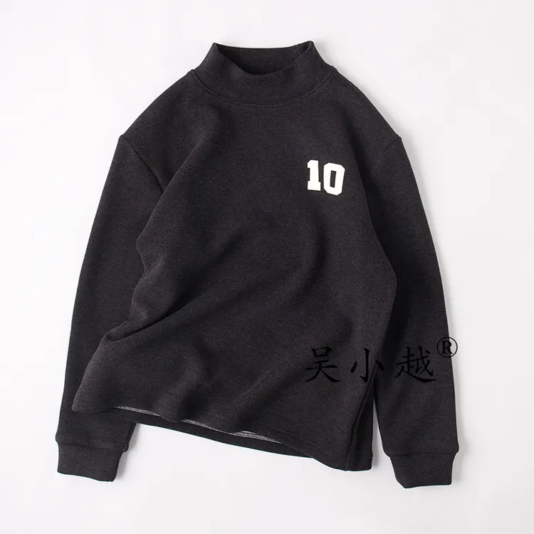 吴小越w1812男童秋冬中领加绒石墨烯韩版t恤长袖中大童儿童打底衫