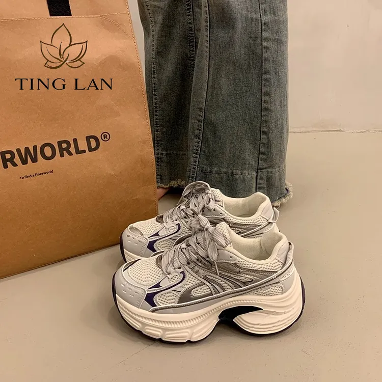 汀兰厚底松糕增高老爹鞋女轻便网面透气潮款秋新款爆款运动休闲鞋