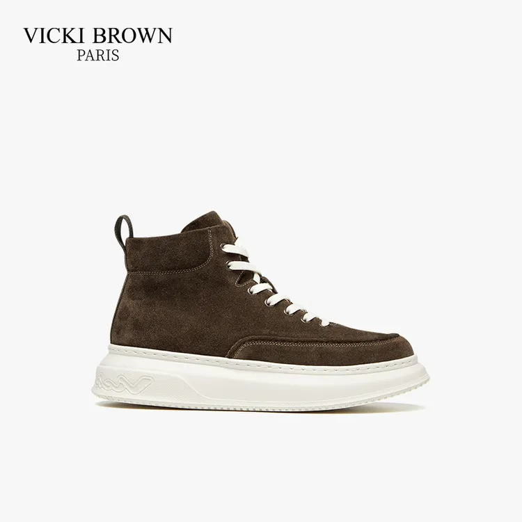 VICKI BROWN法国VB男鞋冬季反绒保暖高帮鞋时尚复古时尚厚底鞋子
