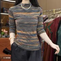 双面德绒印花半高领小衫离子发热德绒保暖长袖打底1122