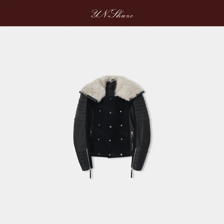 YN-SHUZE设计师冬季绵羊皮毛领皮衣SZ-YNB-15FGO9