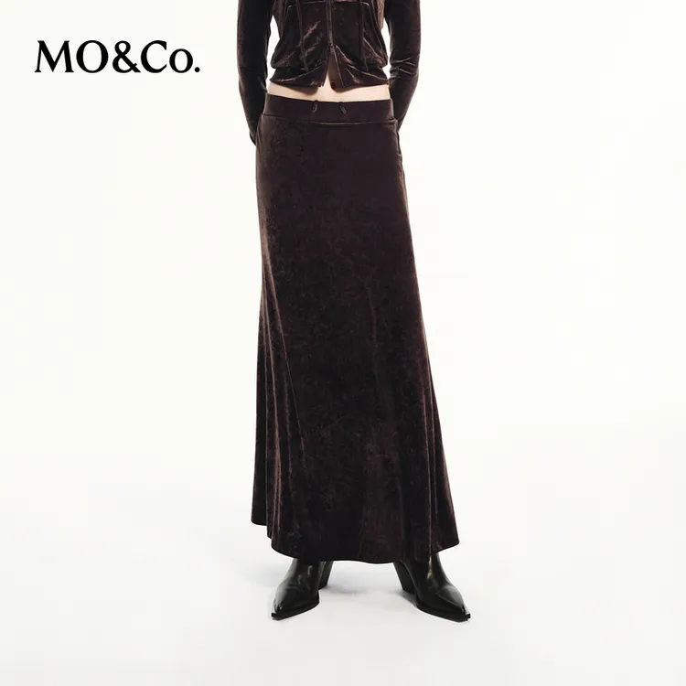 MOCO半身裙秋运动风抽绳腰三醋酸混纺鱼尾裙MBD3SKT034