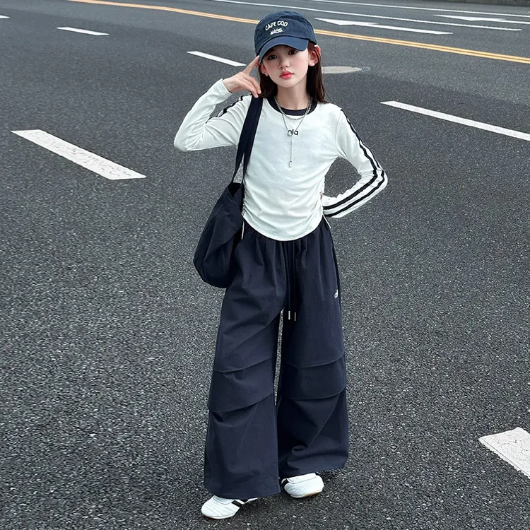 女童秋季韩版休闲卫衣套装2025新款女大童洋气时髦儿童秋装阔腿裤