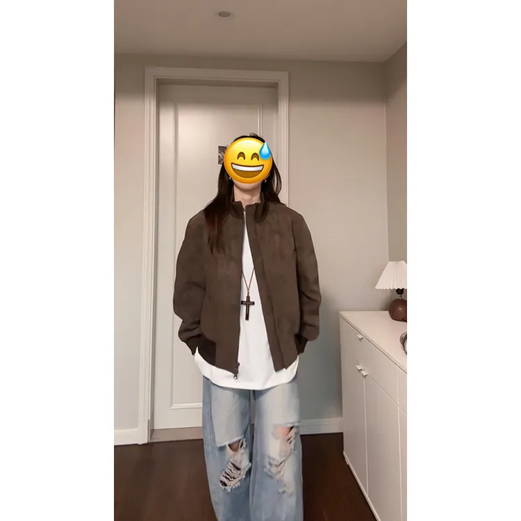 vintage美式双拉链防水皮衣外套男春秋潮牌棒球服飞行员夹克
