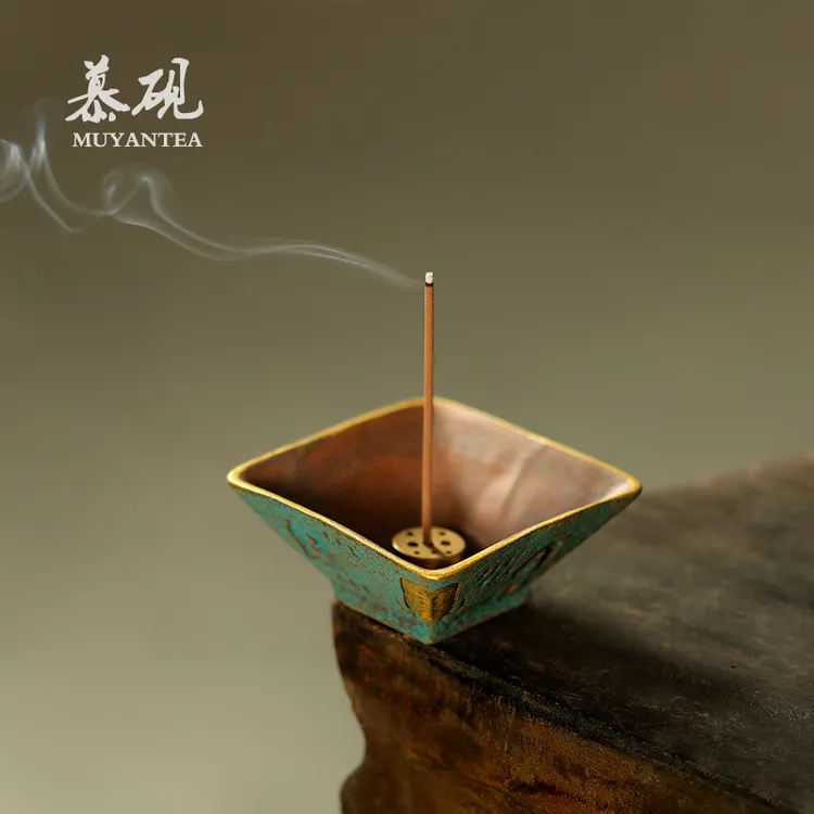 muyan/慕砚手作陶瓷线香插香座复古敦煌文创薰香炉家用禅意沉香立