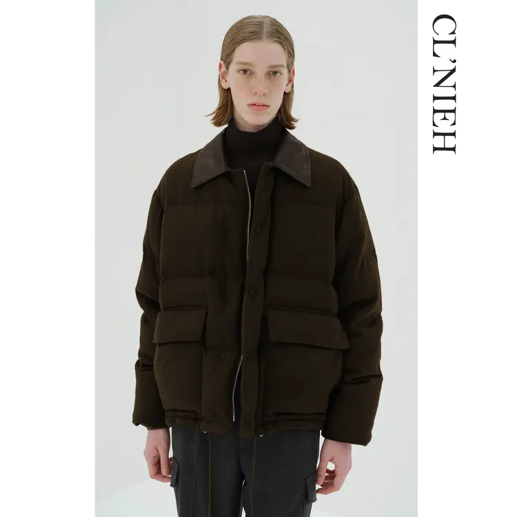 CLNIEH静奢风 意大利厂牌MTR进口羊绒混纺面料真皮领95白鹅羽绒服