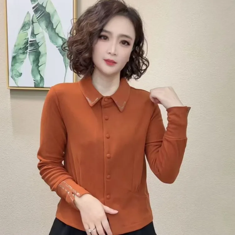 冬季新款时尚洋气百搭气质女长袖减龄女显瘦上衣#879877